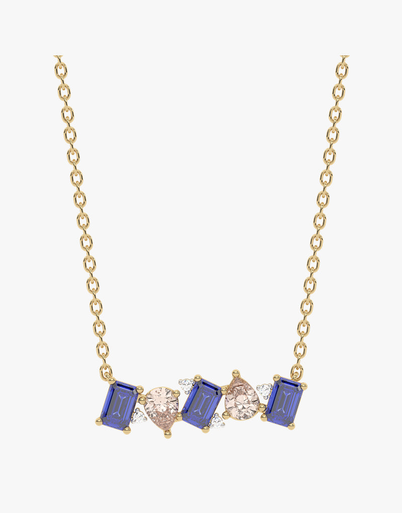 Złoty naszyjnik z granatami szampańskimi od Venetia Jewels z eleganckimi kamieniami dekoracyjnymi