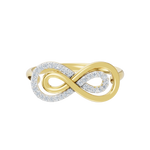 Złoty pierścionek nieskończoność z brylantami, elegancka biżuteria od Venetia Jewels