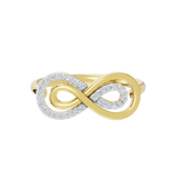 Złoty pierścionek nieskończoność z brylantami, elegancka biżuteria od Venetia Jewels