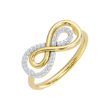 Złoty pierścionek nieskończoność z brylantami od Venetia Jewels z eleganckim designem