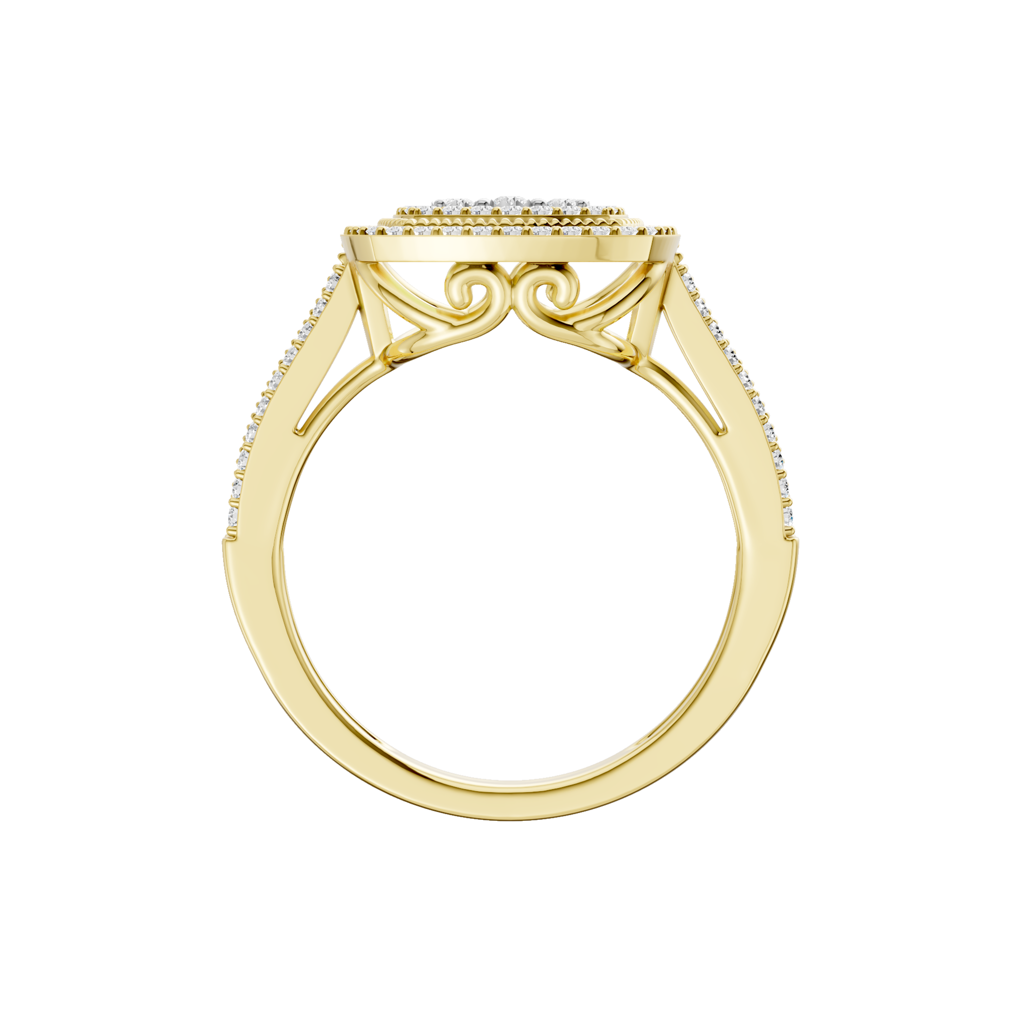 Złoty pierścionek z brylantami z eleganckim wzornictwem, idealny na specjalne okazje