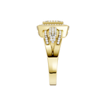 Złoty pierścionek z brylantami o eleganckim wzornictwie idealny na specjalne okazje