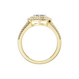 Złoty pierścionek z brylantami z wyjątkowym wzornictwem i eleganckim wykończeniem