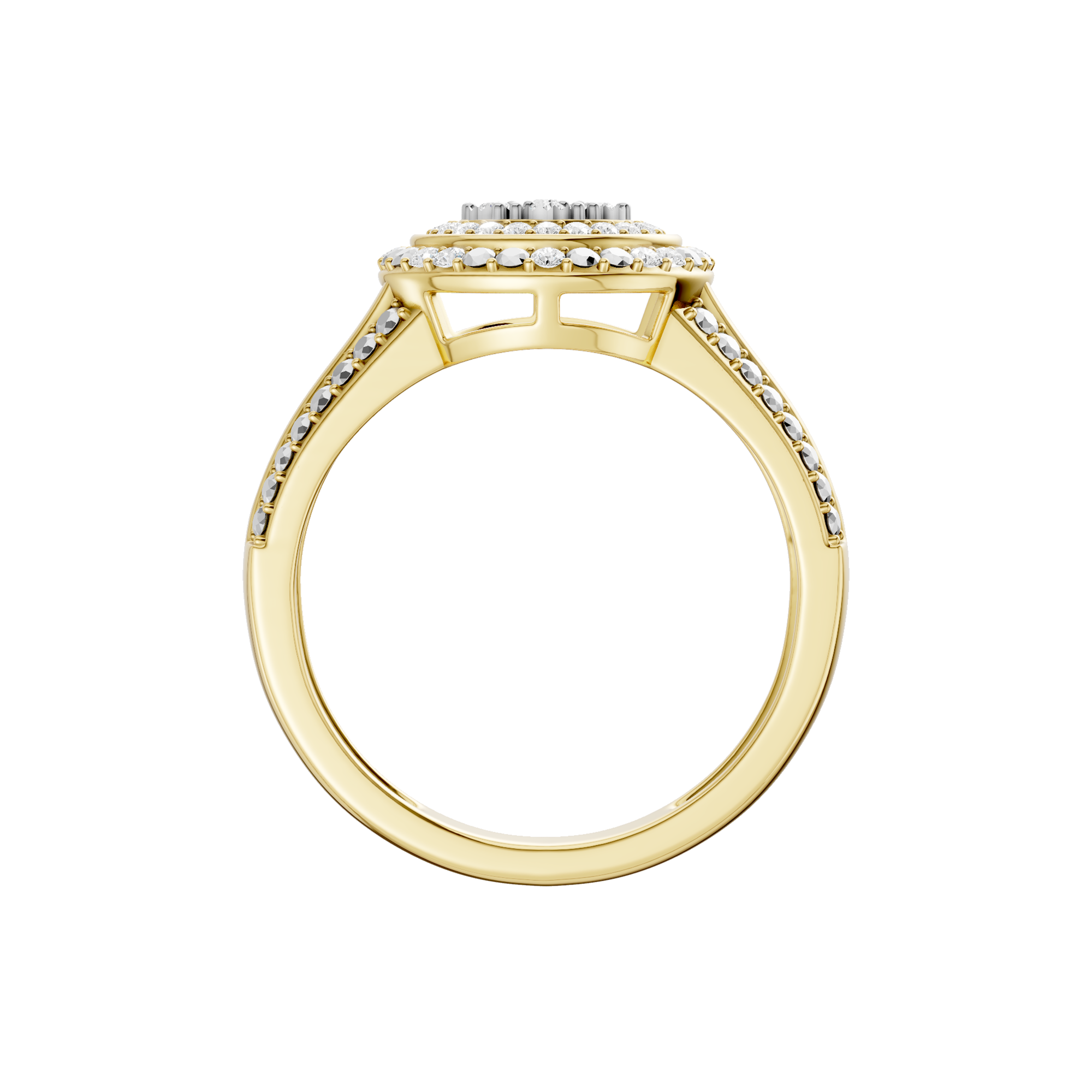 Złoty pierścionek z brylantami z wyjątkowym wzornictwem i eleganckim wykończeniem