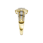 Złoty pierścionek z brylantami o eleganckim designie, idealny na specjalne okazje