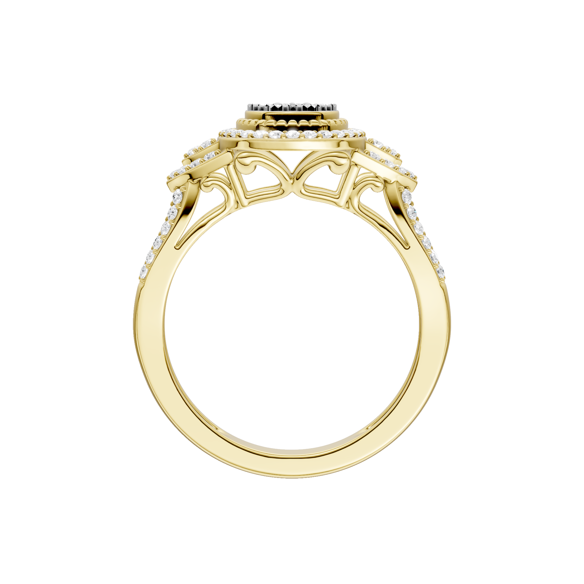 Złoty pierścionek z brylantami od Venetia Jewels z eleganckim, misternym wzorem