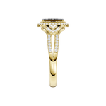 Złoty pierścionek z brylantami o eleganckim wzorze, idealny na specjalne okazje