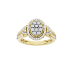 Złoty pierścionek z brylantami o ozdobnym kształcie, idealny na specjalne okazje