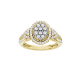 Złoty pierścionek z brylantami o ozdobnym kształcie, idealny na specjalne okazje