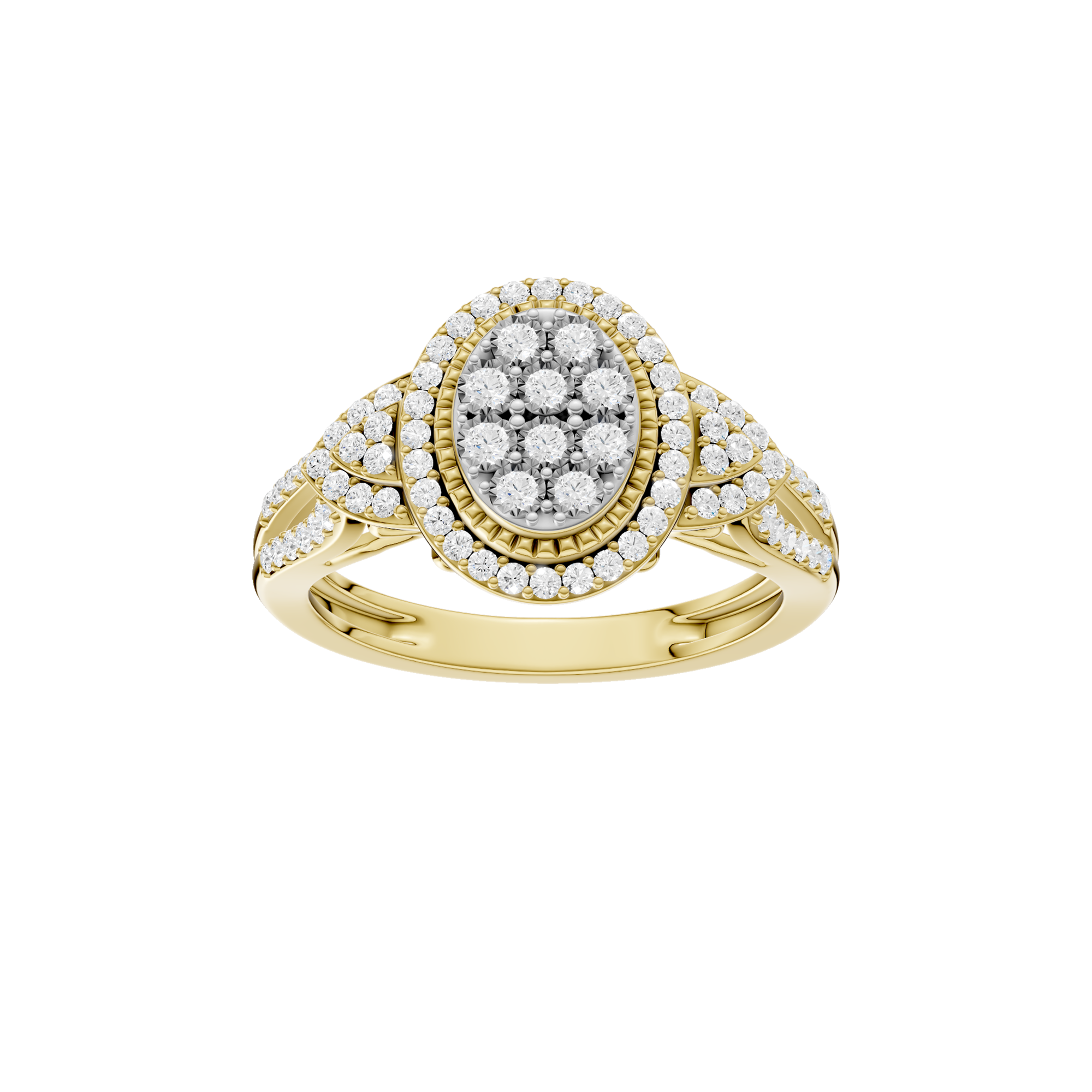 Złoty pierścionek z brylantami o ozdobnym kształcie, idealny na specjalne okazje