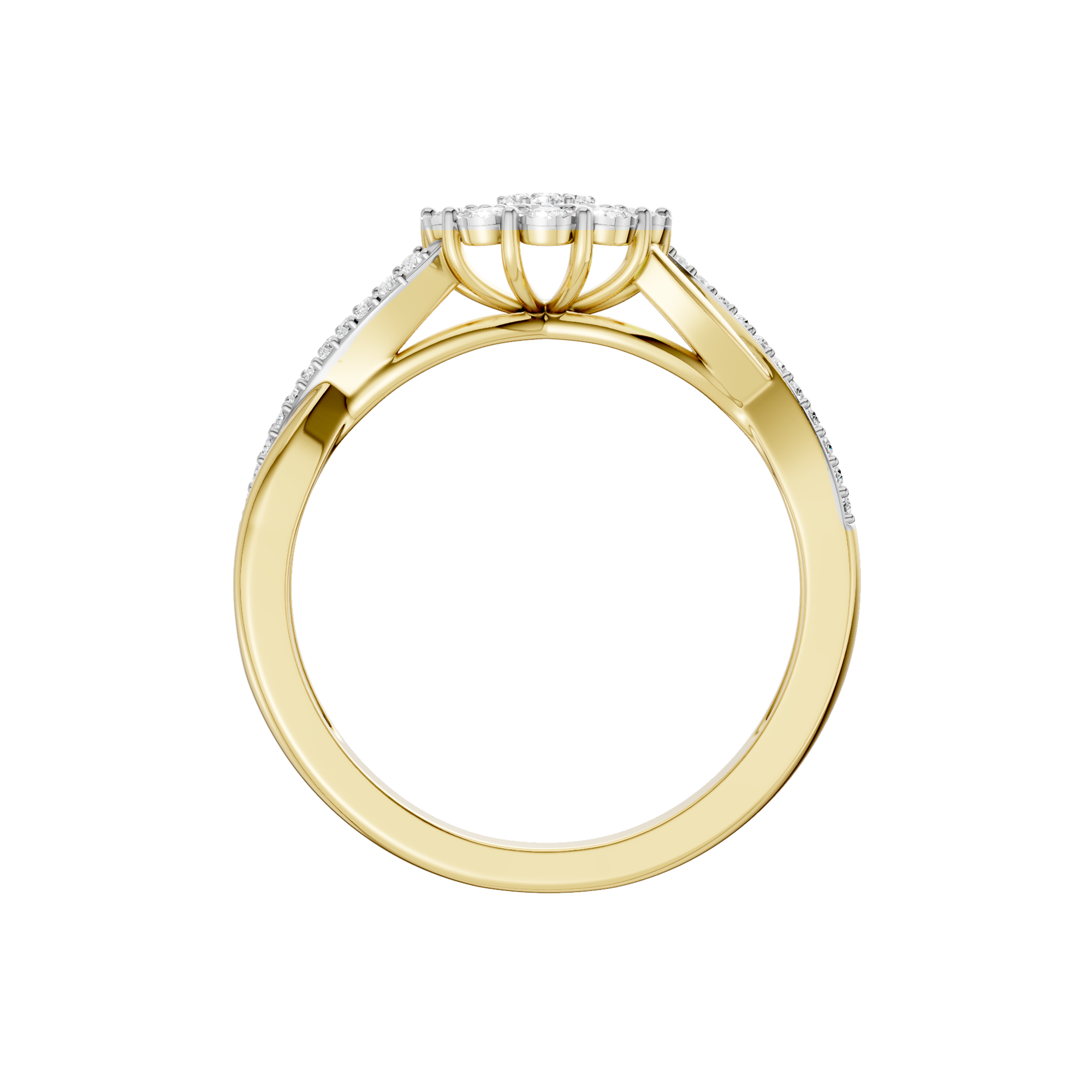 Złoty pierścionek z brylantami od Venetia Jewels z eleganckim wzornictwem i blaskiem