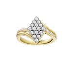 Złoty pierścionek z brylantami o eleganckim kroju z diamentowym blaskiem