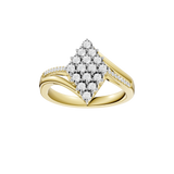 Złoty pierścionek z brylantami o eleganckim kroju z diamentowym blaskiem