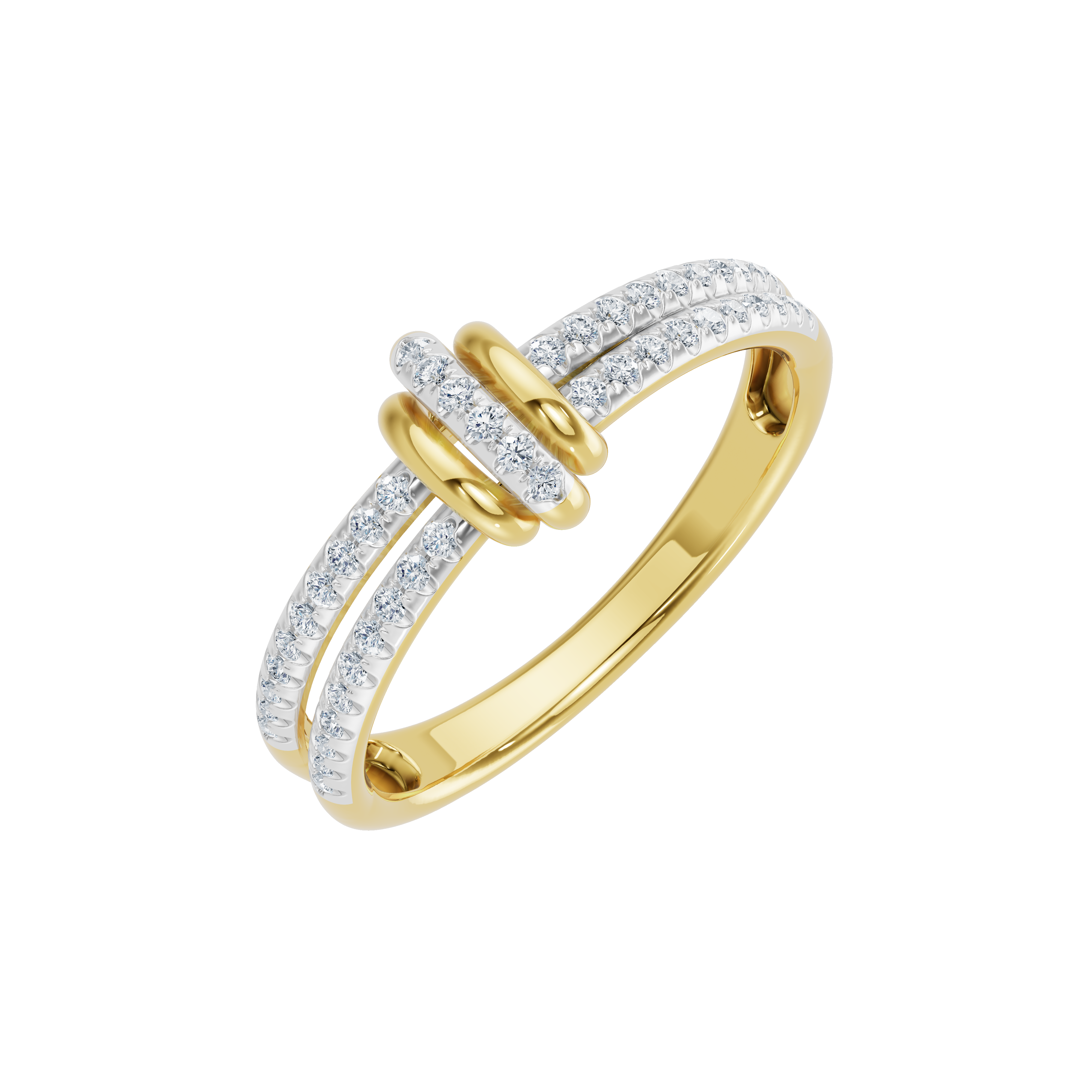 Złoty pierścionek z brylantami z podwójną obrączką od Venetia Jewels