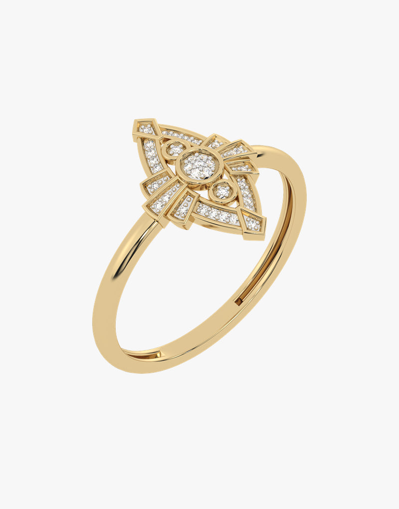 Złoty pierścionek z brylantami o unikalnym wzornictwie, idealny na wyjątkowe okazje