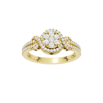 Złoty pierścionek z brylantami od Venetia Jewels z okrągłym wzorem i delikatną obrączką