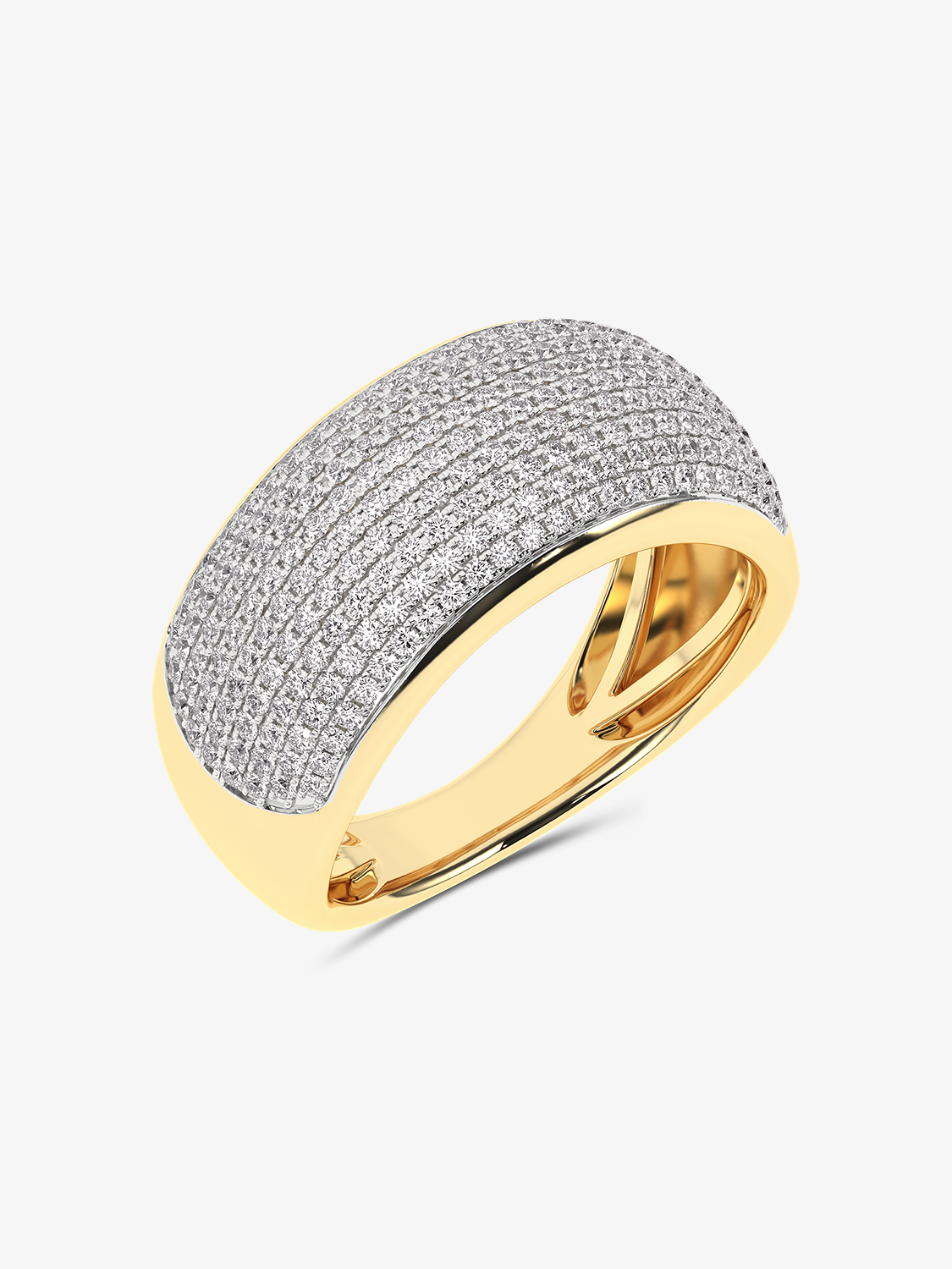 Złoty pierścionek z brylantami, elegancki i błyszczący, idealny na specjalne okazje