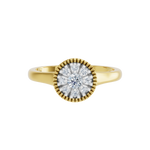 Złoty pierścionek z brylantami z okrągłym brylantowym centralnym kamieniem w eleganckiej oprawie