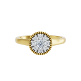 Złoty pierścionek z brylantami z okrągłym brylantowym centralnym kamieniem w eleganckiej oprawie