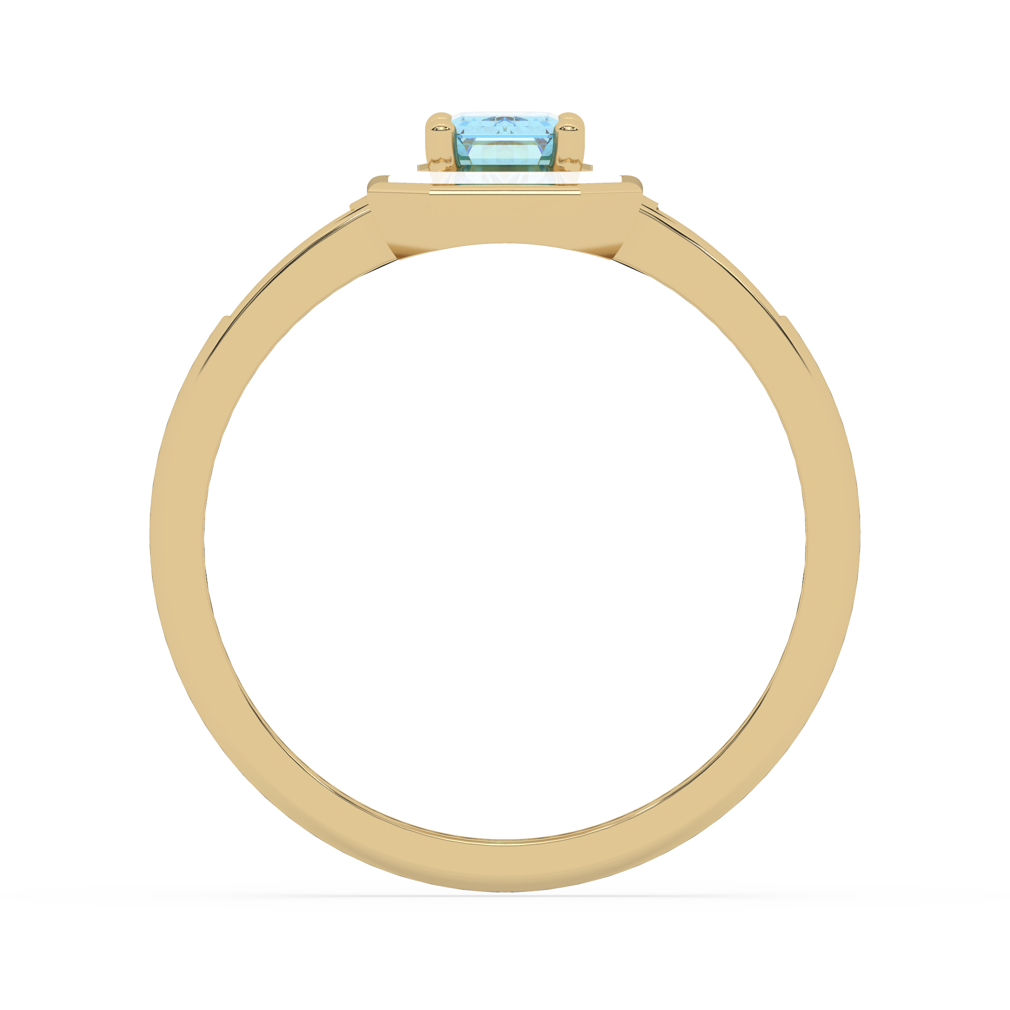 Złoty pierścionek z brylantami i akwamarynem z subtelnym designem i eleganckim wykończeniem.