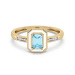 Złoty pierścionek z brylantami i akwamarynem w eleganckim wzornictwie od Venetia Jewels