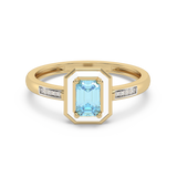 Złoty pierścionek z brylantami i akwamarynem w eleganckim wzornictwie od Venetia Jewels