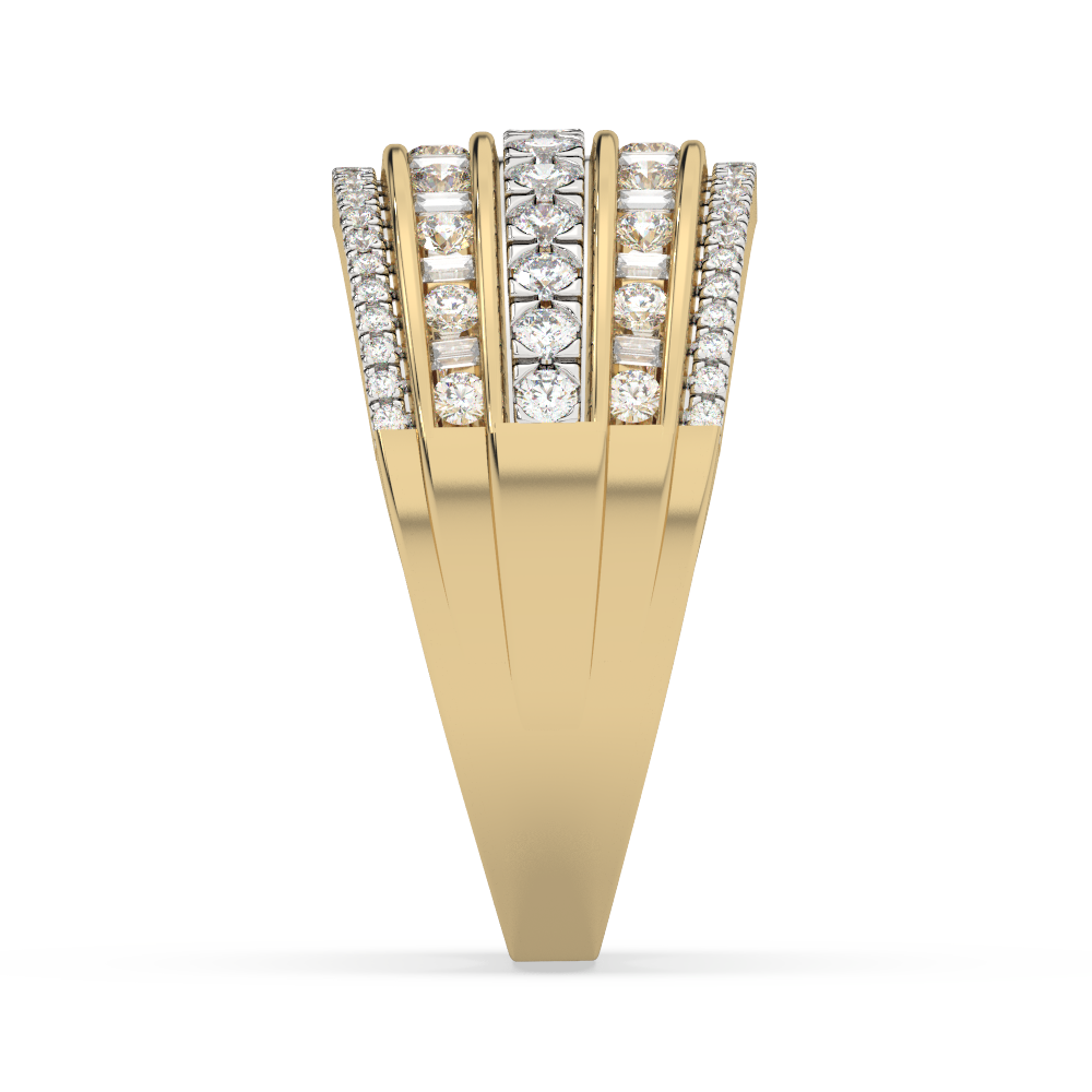 Złoty pierścionek z brylantami o nowoczesnym designie z wieloma diamentami na szczycie