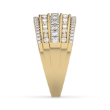Złoty pierścionek z brylantami o nowoczesnym designie z wieloma diamentami na szczycie