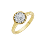 Złoty pierścionek z brylantami z okrągłym diamentowym centrum, elegancki i stylowy