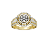 Złoty pierścionek z brylantami od Venetia Jewels z eleganckim okrągłym wzorem i klasycznymi detalami