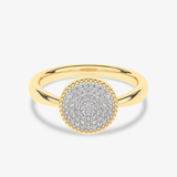 Elegancki złoty pierścionek z brylantami z okrągłą, błyszczącą powierzchnią od Venetia Jewels