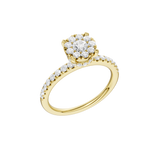 Złoty pierścionek z brylantami w eleganckim wzorze z okrągłą cyrkonią, idealny na wyjątkowe okazje