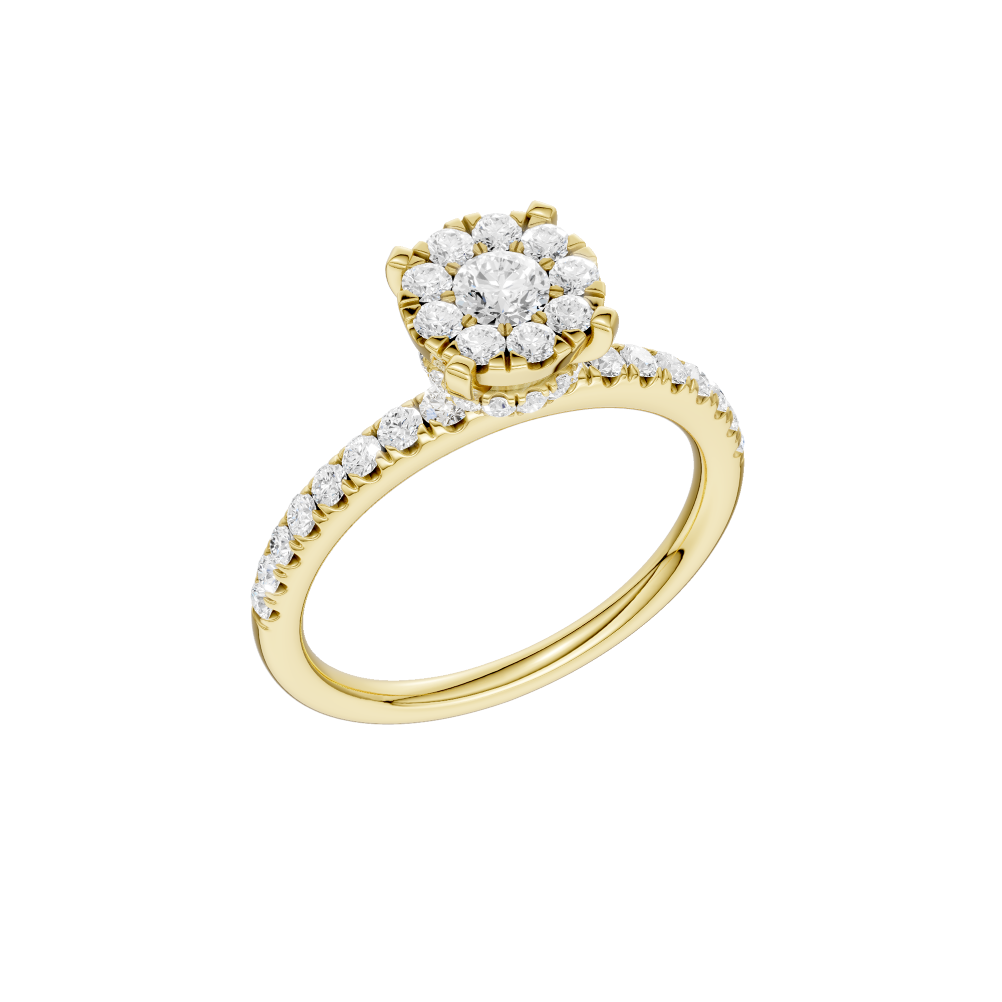 Złoty pierścionek z brylantami w eleganckim wzorze z okrągłą cyrkonią, idealny na wyjątkowe okazje