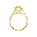 Złoty pierścionek z brylantami z eleganckim designem i błyszczącymi detalami