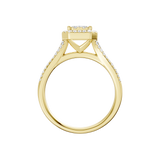 Złoty pierścionek z brylantami z eleganckim designem i błyszczącymi detalami