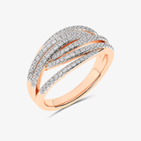 Złoty pierścionek z brylantami z delikatnym, falującym wzorem dla eleganckiego stylu