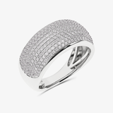 Złoty pierścionek z brylantami o eleganckim, falistym wykończeniu od Venetia Jewels