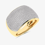 Złoty pierścionek z brylantami o eleganckim, gładkim wykończeniu i nowoczesnym designie