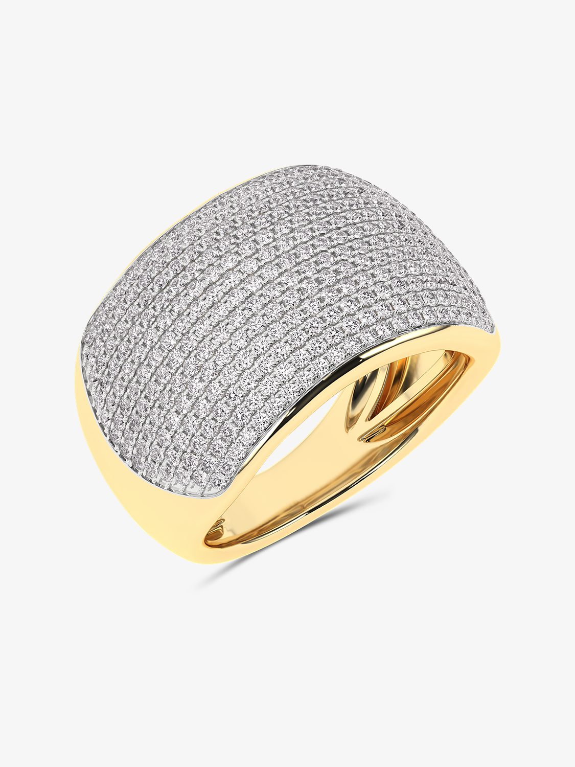 Złoty pierścionek z brylantami o eleganckim, gładkim wykończeniu i nowoczesnym designie