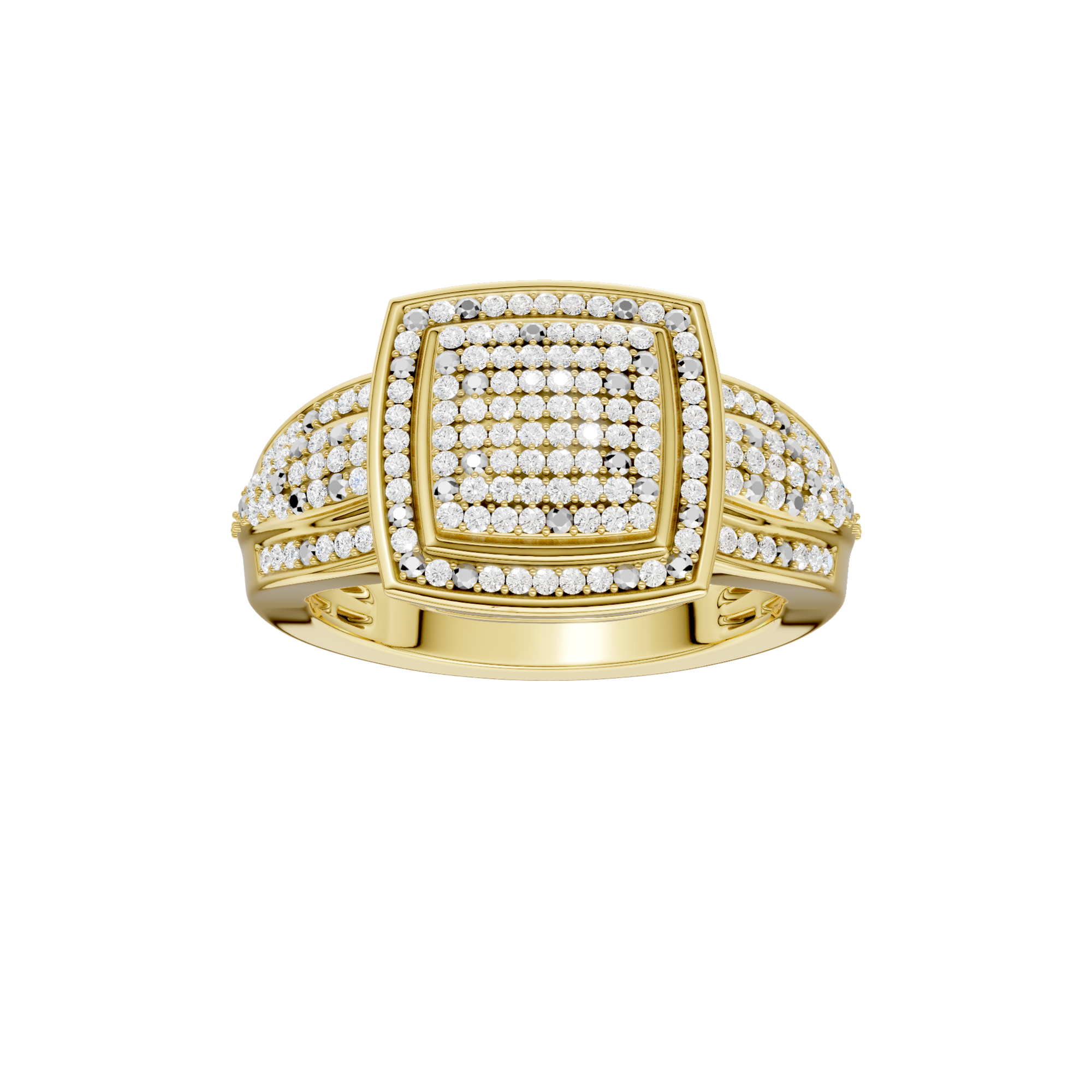 Złoty pierścionek z brylantami od Venetia Jewels z eleganckim, diamentowym wzorem