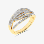 Złoty pierścionek z brylantami o nowoczesnym, wielowarstwowym wzorze od Venetia Jewels