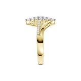 Złoty pierścionek z brylantami o eleganckim kształcie, idealny na specjalne okazje