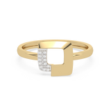 Złoty pierścionek z brylantami o nowoczesnym designie z połyskującym wykończeniem