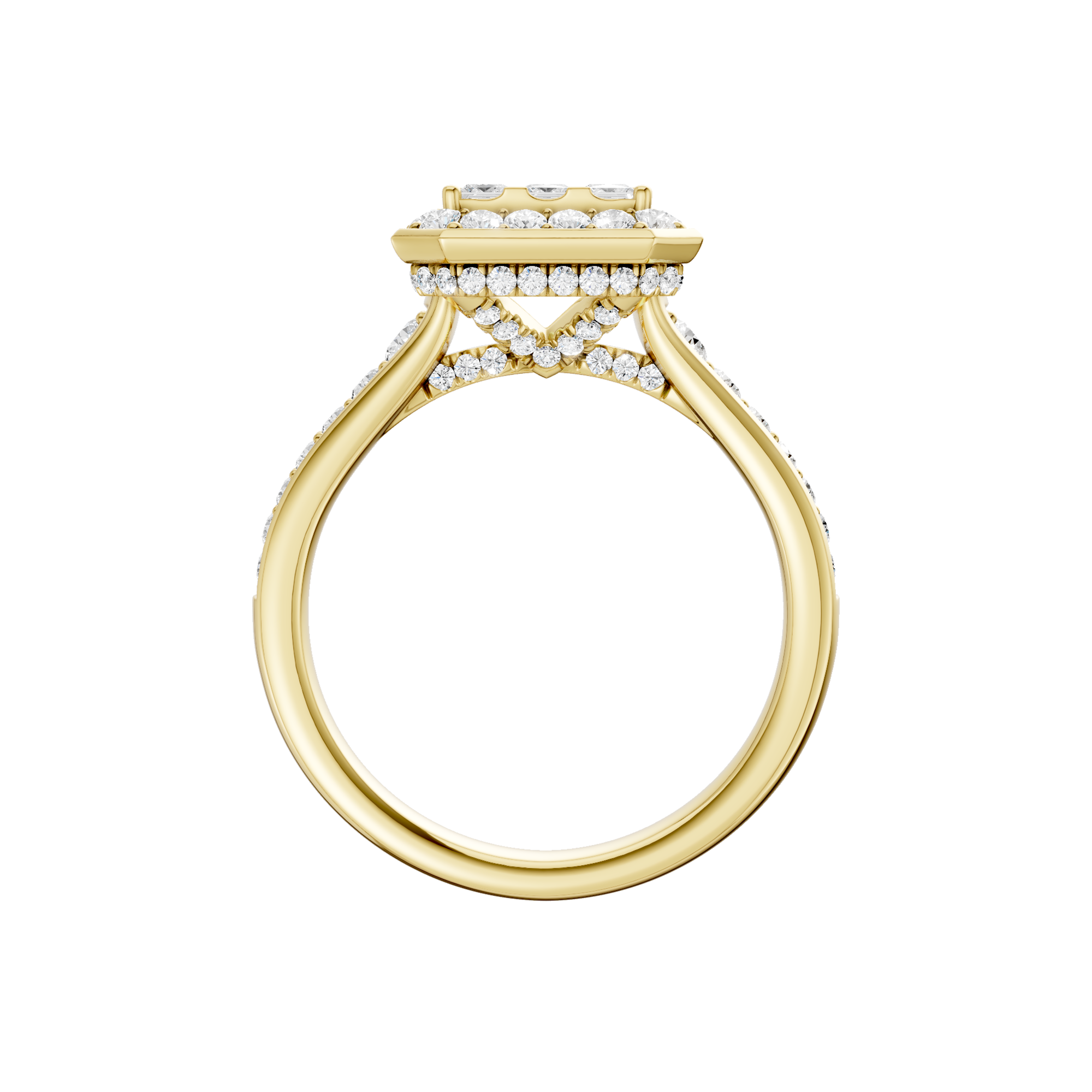 Złoty pierścionek z brylantami od Venetia Jewels z eleganckim wzornictwem i połyskującymi detalami