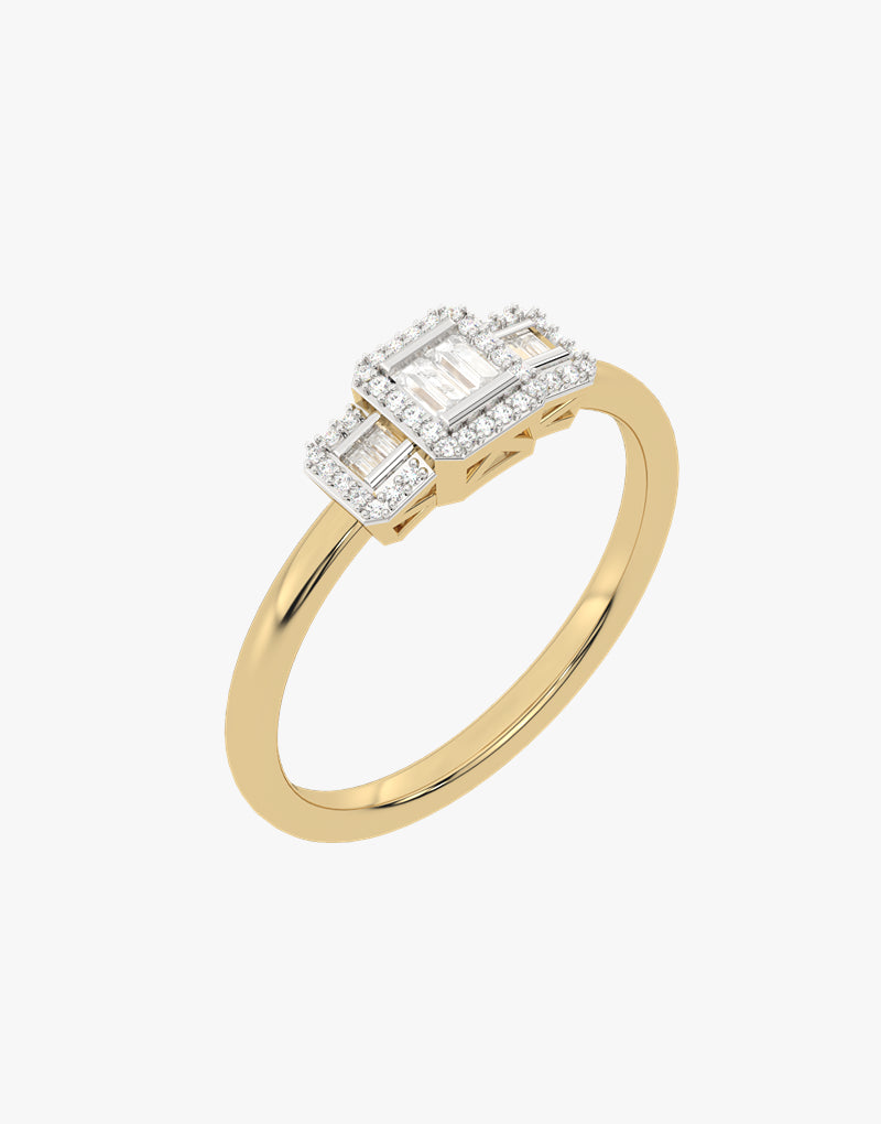 Złoty pierścionek z brylantami w eleganckim wzorze idealny na wyjątkowe okazje