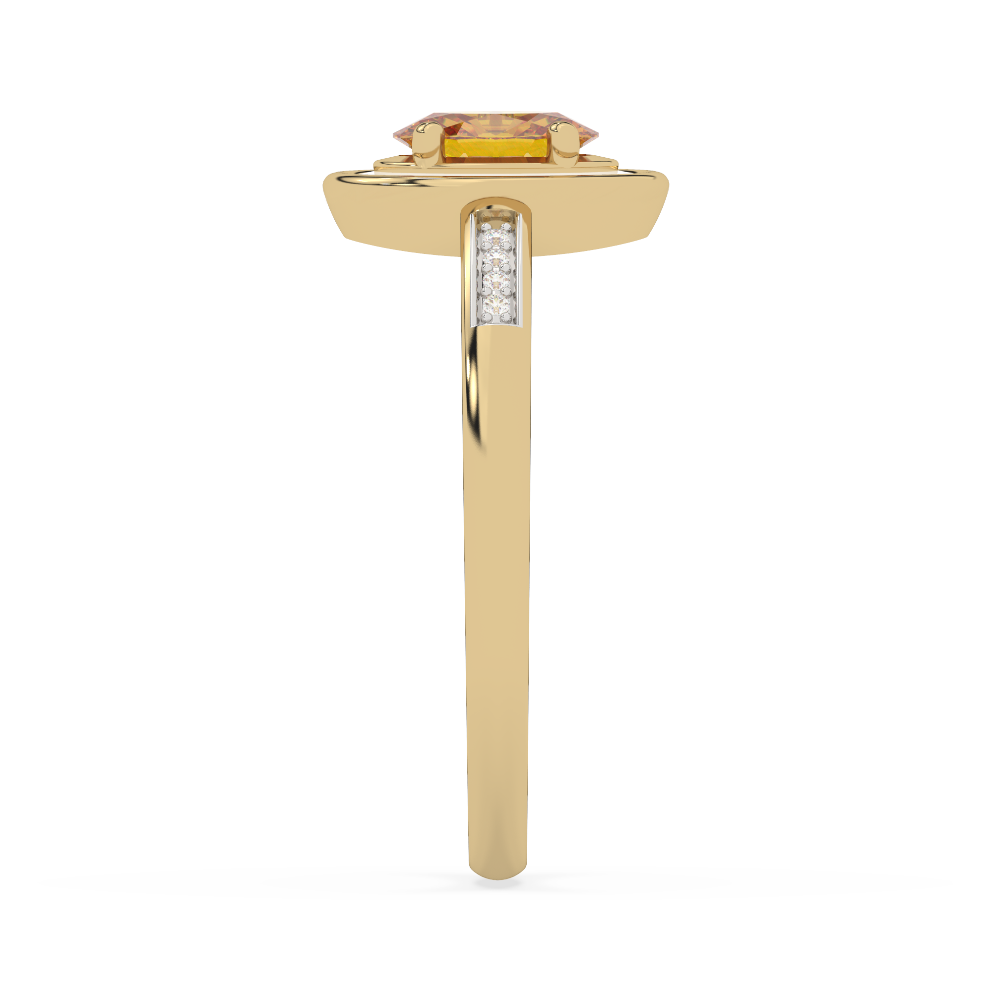 Złoty pierścionek z brylantami z żółtym kamieniem i eleganckim designem od Venetia Jewels