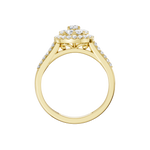 Złoty pierścionek z brylantami od Venetia Jewels z eleganckim wzorem i błyszczącymi detalami