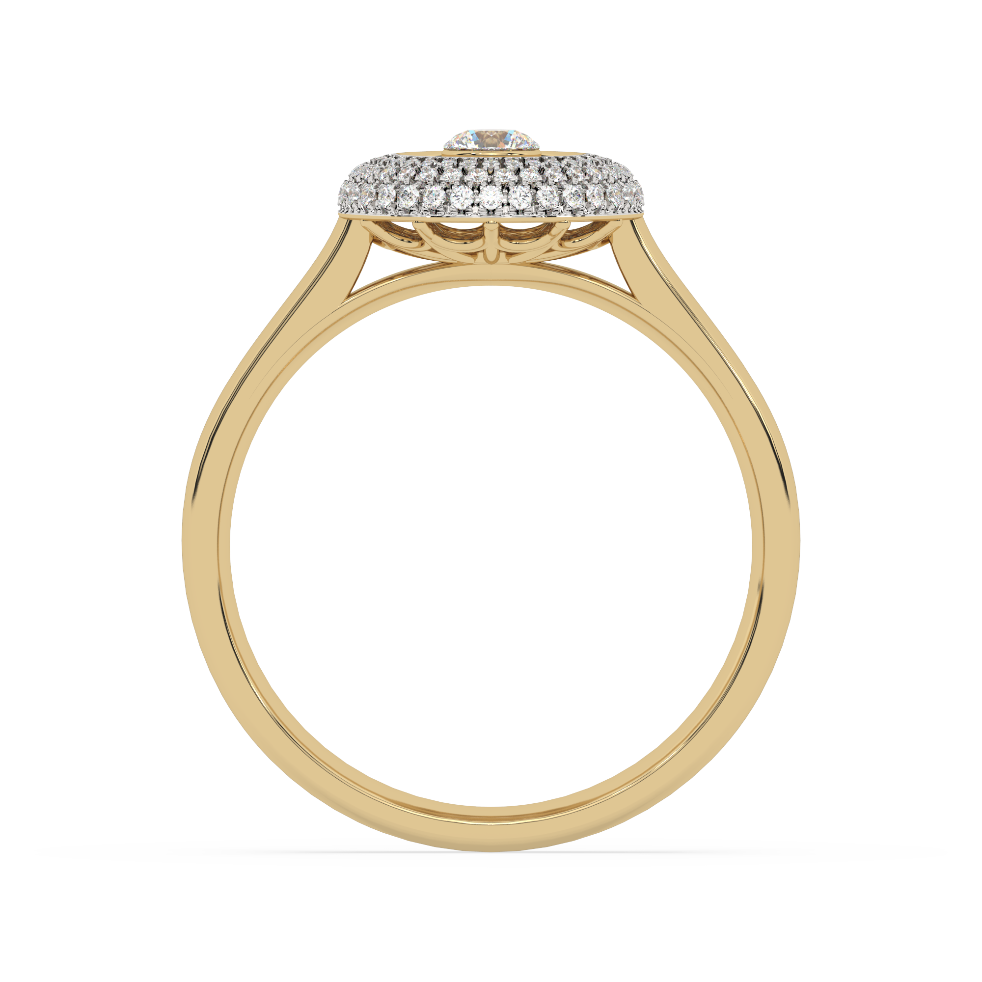 Złoty pierścionek z brylantami o eleganckim wzorze, idealny na specjalne okazje