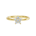 Złoty pierścionek z brylantami w kształcie kwiatka, idealny na wyjątkowe okazje