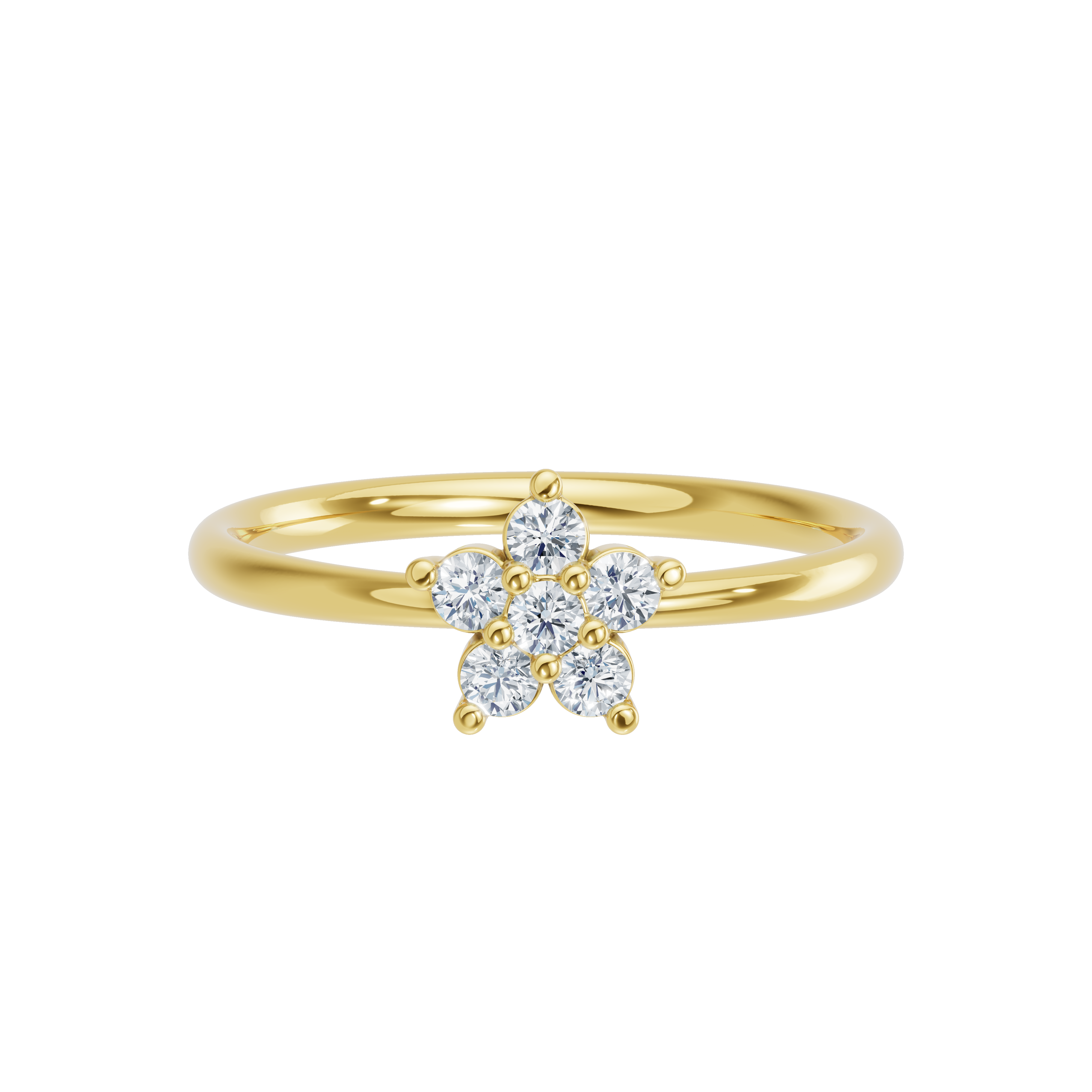 Złoty pierścionek z brylantami w kształcie kwiatka, idealny na wyjątkowe okazje